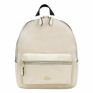 COACH Pebbled Leather Med Charlie Backpack Chalk